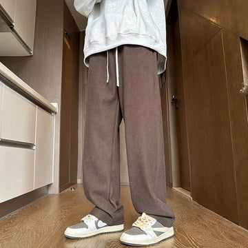 Aidase Autumn Winter Warm Corduroy Men Casual Loose Wide Leg Pants Male Solid Straight Trousers Man aidase-shop